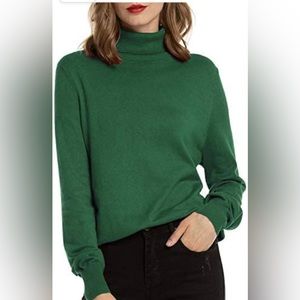 Woolen Bloom Knit Turtleneck‎ Shirt Green